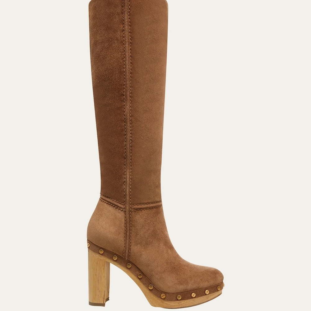 VERONICA BEARD Glendale Suede Clog Knee Boots